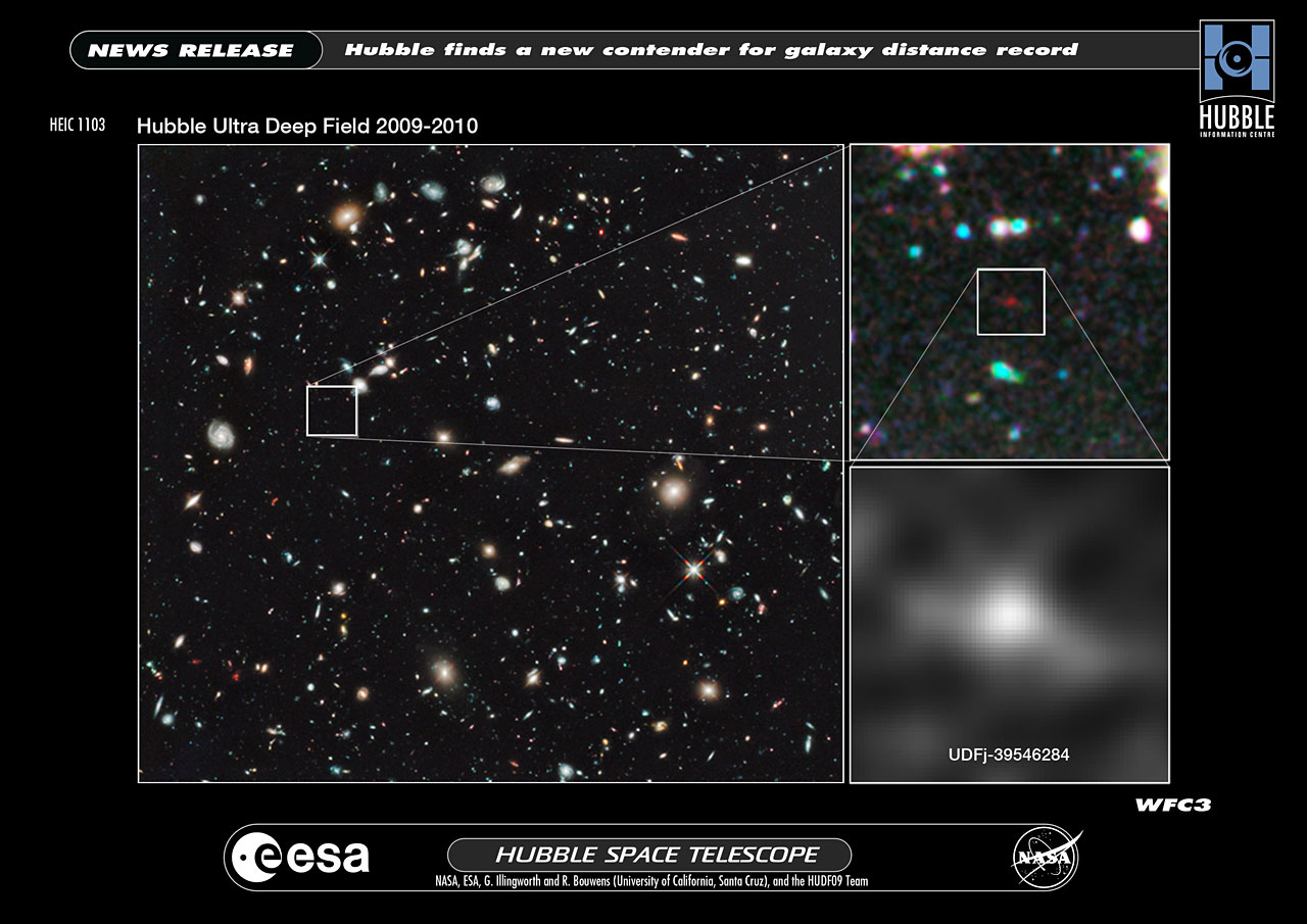 Hubble finds a new contender for galaxy distance record | ESA/Hubble
