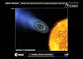 Oxygen and carbon discovered in extrasolar planet atmosphere "blow-off" [artist's impression]
