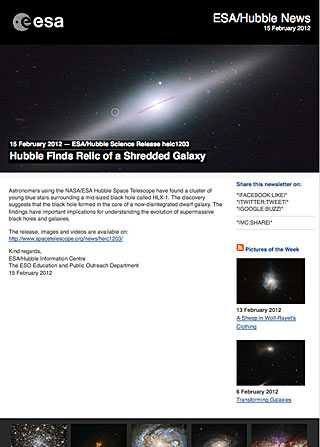 ESA/Hubble Science Release heic1203 - Hubble Finds Relic of a Shredded Galaxy