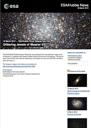 ESA/Hubble Photo Release heic1205 - Glittering Jewels of Messier 9