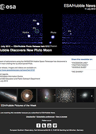 ESA/Hubble Photo Release heic1212 - Hubble Discovers New Pluto Moon