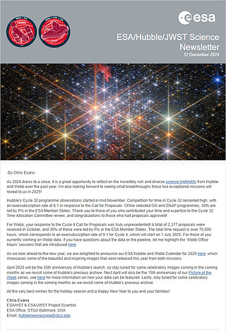 ESA/Hubble/Webb Science Newsletter - December 2024