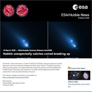 ESA/Hubble Science Release heic2606 - Hubble unexpectedly catches comet breaking up