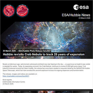 ESA/Hubble Photo Release heic2607 - Hubble revisits Crab Nebula to track 25 years of expansion