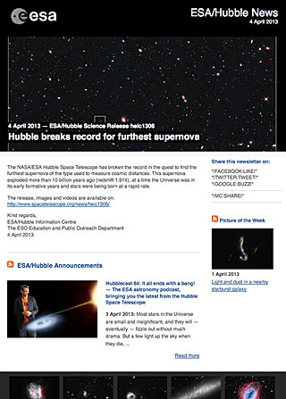 ESA/Hubble Science Release heic1306 - Hubble breaks record for furthest supernova