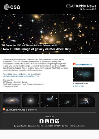 ESA/Hubble Photo Release heic1317 - New Hubble image of galaxy cluster Abell 1689