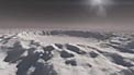 Flight over a crater of an Extrasolar planet