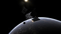 Hubble and the sunrise over Earth (artist's rendering)